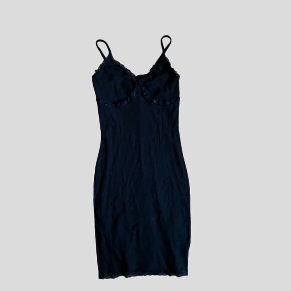 Wild Fable Ribbed Stretchy Black Mini Dress - Picture 1 of 5